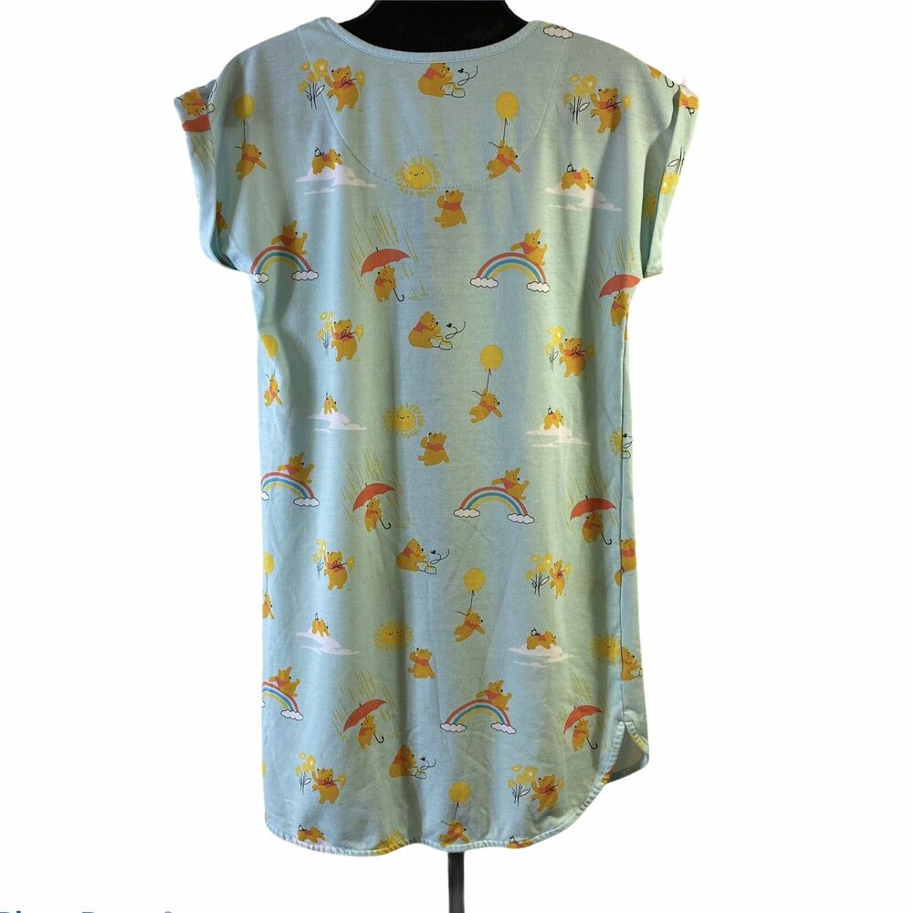 Disney Store Winnie The Pooh Nightshirt Womens XS S Nightgown Sleep Rainbow Sun - Picture 3 of 13
